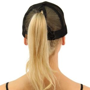 cc beanie Accessories - BLACK Messy High Bun Baseball pony- Cap cc beanie Accessories - BLACK Messy High Bun Baseball pony- Cap
